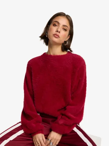 Dames Trui Mohair Bordeaux