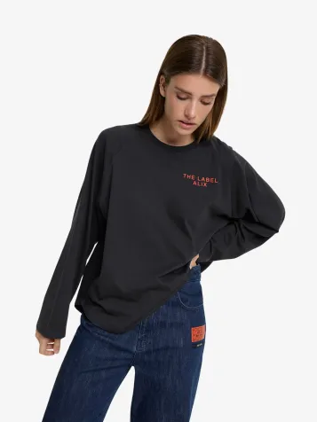 Dames Longsleeve Raglan Charcoal Grijs