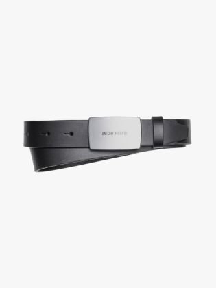 Plate Belt H.30mm In Smooth Calf Leather Black