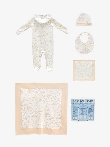 Meisjes Baby Gift Set Toile de Jouy Beige