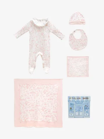 Meisjes Baby Gift Set Toile de Jouy Roze