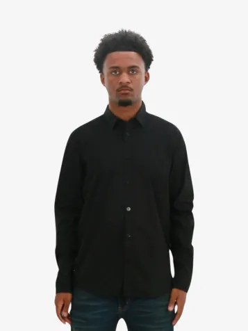 Heren Overhemd Slim Stretch Shirt Zwart