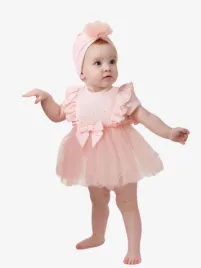 Caramelo Meisjes Jurk Muts Tulle Romper Diamantes Pink