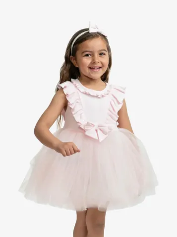 Meisjes Jurk Tulle Haarband Pink