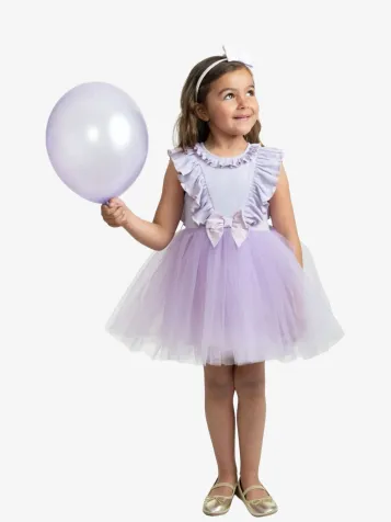Meisjes Jurk Tulle Haarband Lilac
