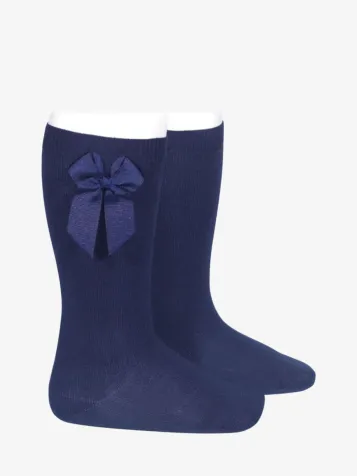 Meisjes Kniekousen Strik Navy Blue