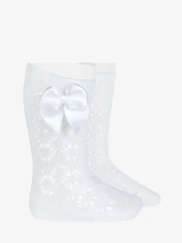 Meisjes Kniekousen Opengewerkt White