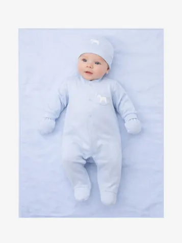 Jongens Baby Set Boxpakje Muts Wanten Deken Sky Blauw