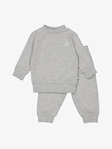 Unisex Kids Wafelpyjama Grijs Melange