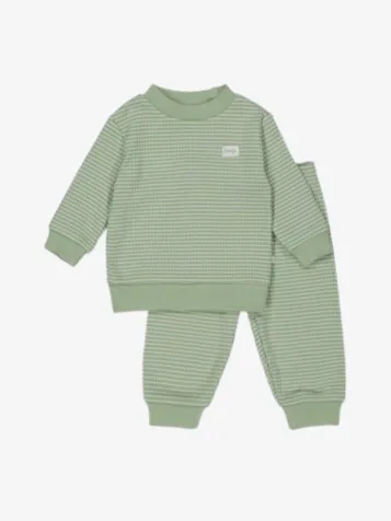 Unisex Kids Wafelpyjama Groen Melange