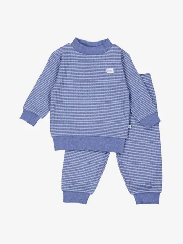 Unisex Kids Wafelpyjama Blauw Melange