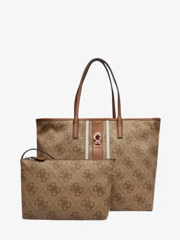 Guess Dames Tas Erenia Large 2 in 1 Tote Latte Logo