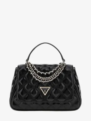 Guess Dames Tas Giully Top Handle Flap Zwart