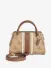 Guess Dames Tas Noelle Luxury Satchel Latte Logo Bruin