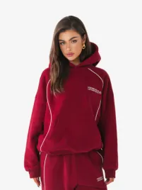 Hidden Hills Dames Hoodie Tech Line Burgundy	