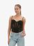 Hidden Hills Dames Top Mesh Panel Corset Zwart