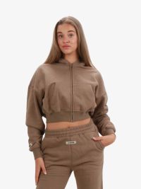 La Sisters Essential Cropped Hoodie Taupe