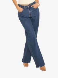 La Sisters Dames Spijkerbroek Classic Straight Leg Jeans Medium Blue 