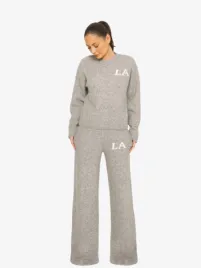 La Sisters Dames Set Knitted La Sweatsuit Grey