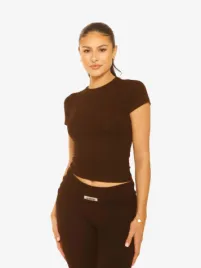 La Sisters Dames Shirt Short Sleeve Lounge Top Brown