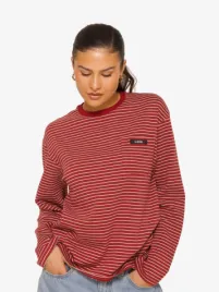 La Sisters Dames Longsleeve Oversized Striped Burgundy