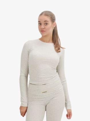 Dames Shirt Long Sleeve Lounge Top Grijs