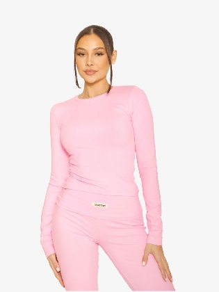 Dames Shirt Long Sleeve Lounge Top Roze