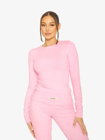 Dames Shirt Longsleeve Lounge Pink