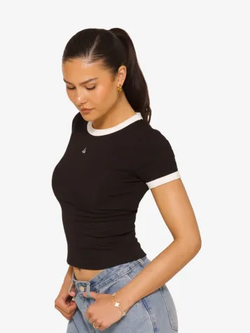 Dames Shirt Tennis Logo Zwart