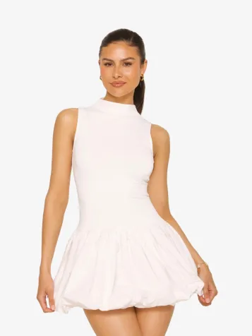Dames Jurk Mini Bubble Wit