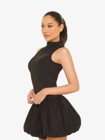 Dames Jurk Mini Bubble Zwart