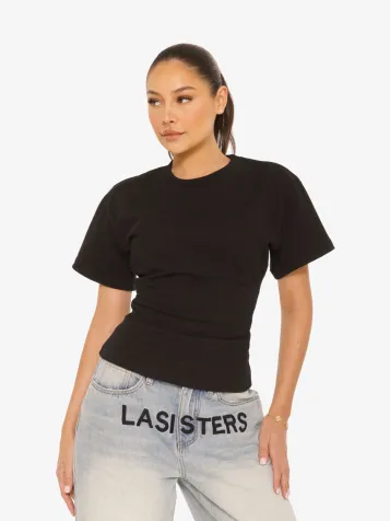 Dames Shirt Oversized Waist Zwart