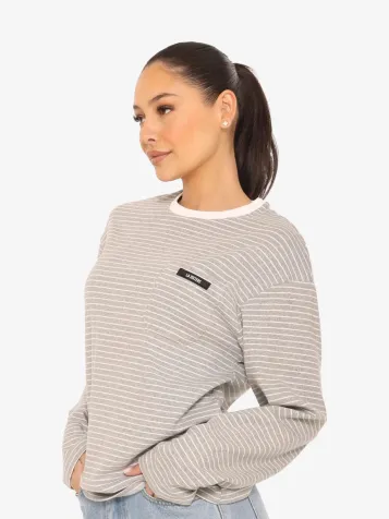 Dames Longsleeve Oversized Striped Grey