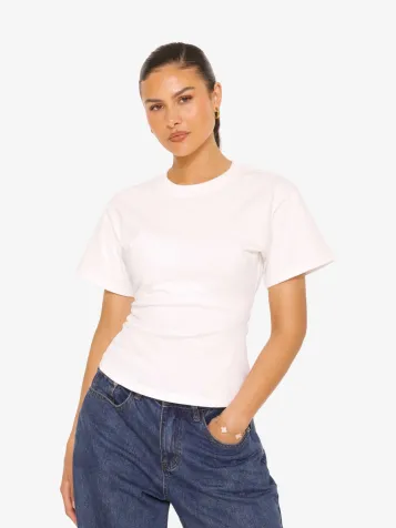 Dames T-shirt Oversized Waist Wit