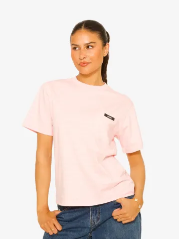 Dames T-shirt Oversized Striped Roze