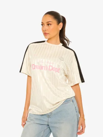 Dames T-shirt Football Jersey Beige