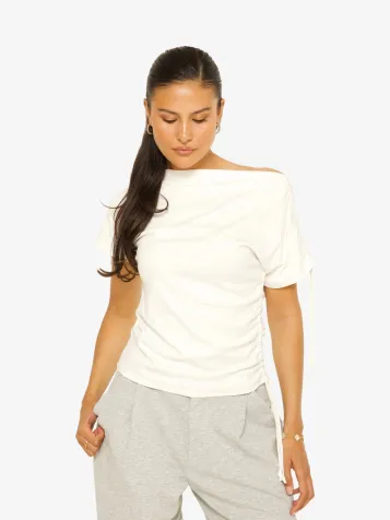 Dames Top Off Shoulder String Wit