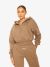 LA Sisters Dames Vest Essential Cropped Hoodie Taupe