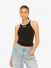 LA Sisters Dames Tanktop Essential Two Tone Ribbed Singlet Zwart