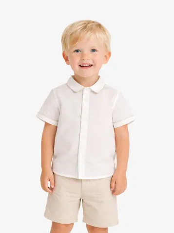Jongens Set Blouse Short Linen Bermuda Oat
