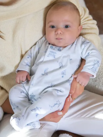 Jongens Baby Boxpakje Pure Blue Blue Toile De Jouy 